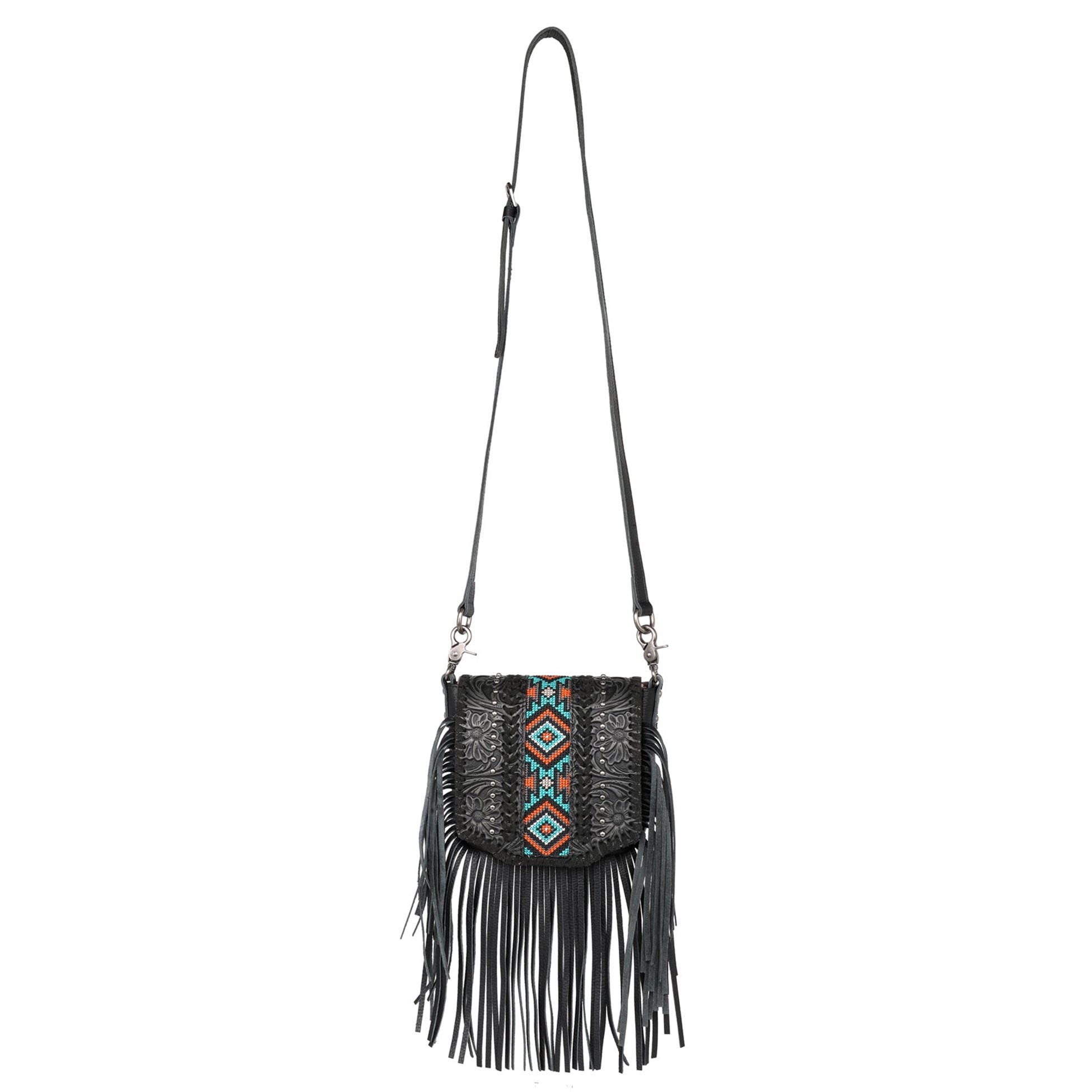Montana West Genuine Leather Tooled Collection Fringe
